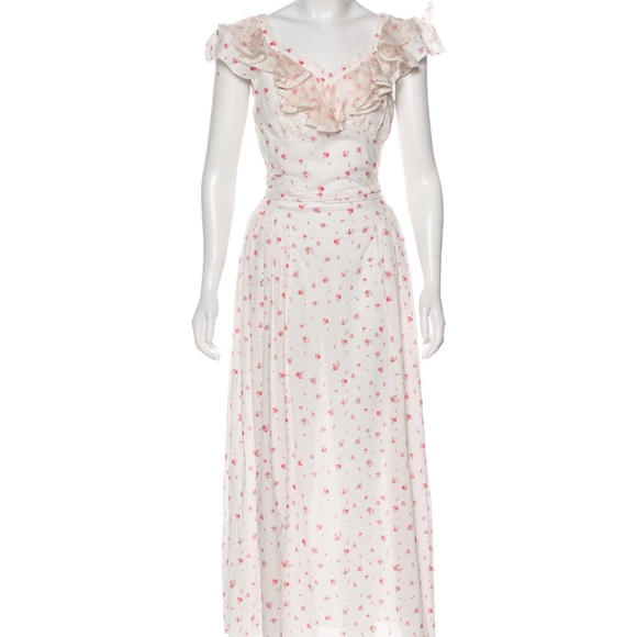 LoveShackFancy Floral Maxi Dress - Cream and Pink - Picture 1 of 3